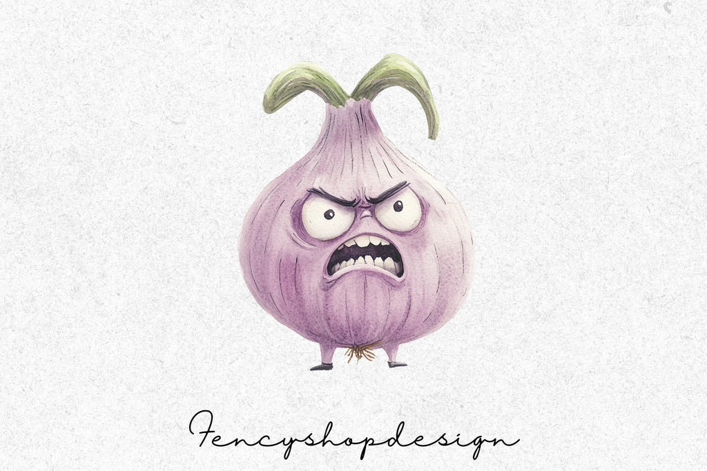 Angry Onion Garlic Clipart Bundle