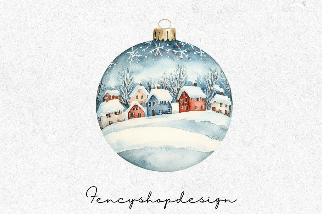 Winter Village Ornaments Clipart Bundle