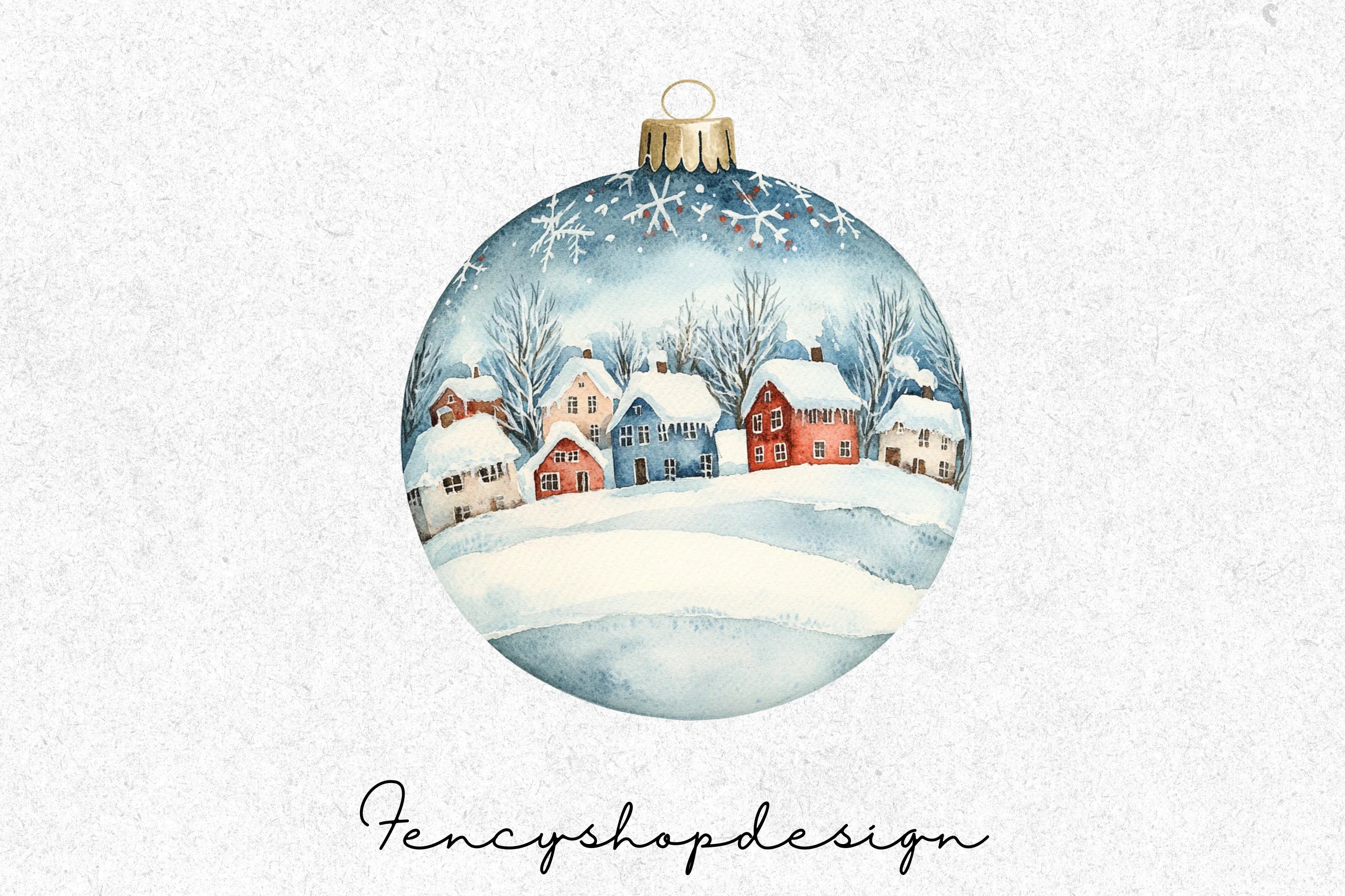 Winter Village Ornaments Clipart Bundle