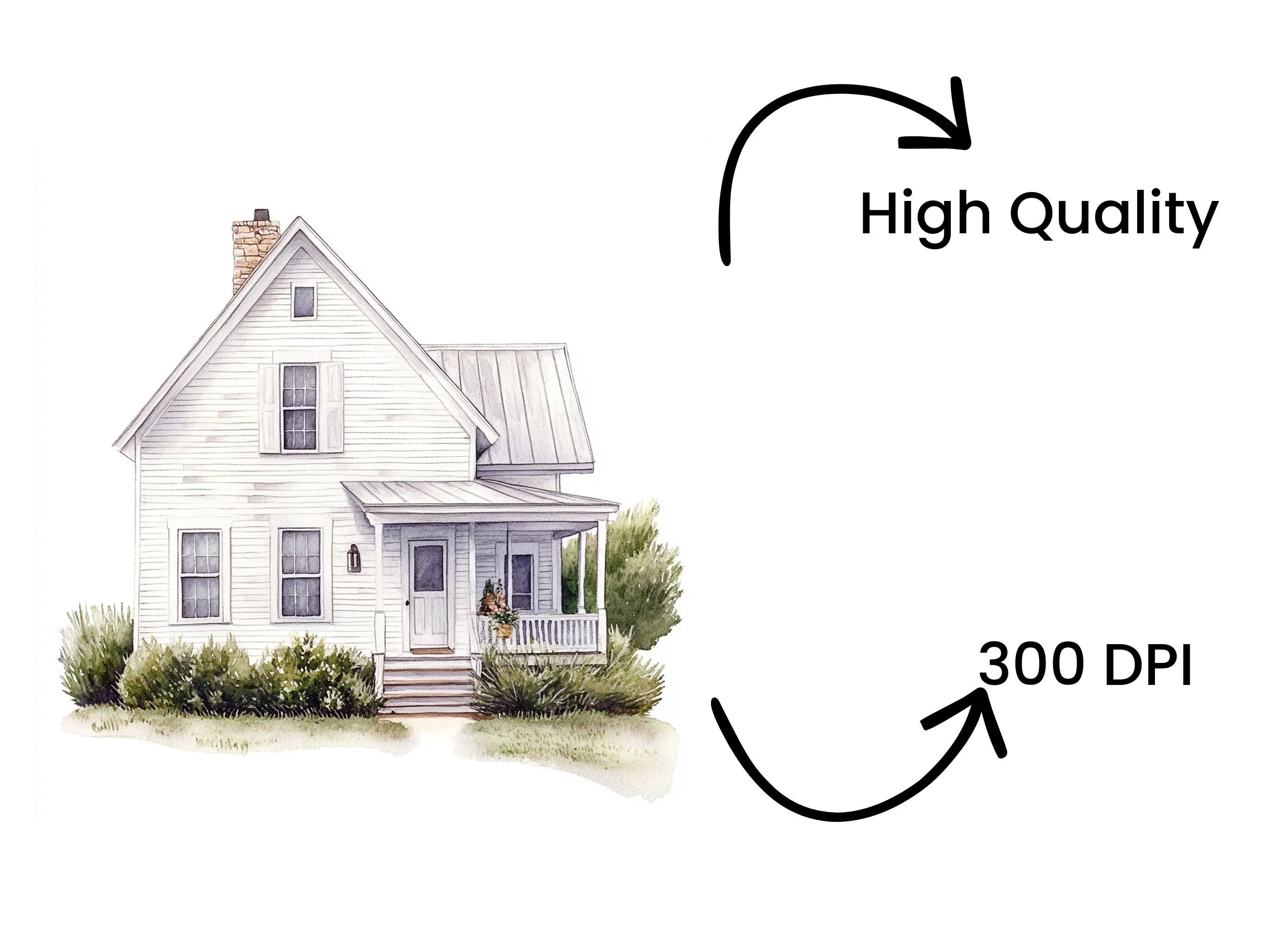 White House with Trees Clipart Bundle