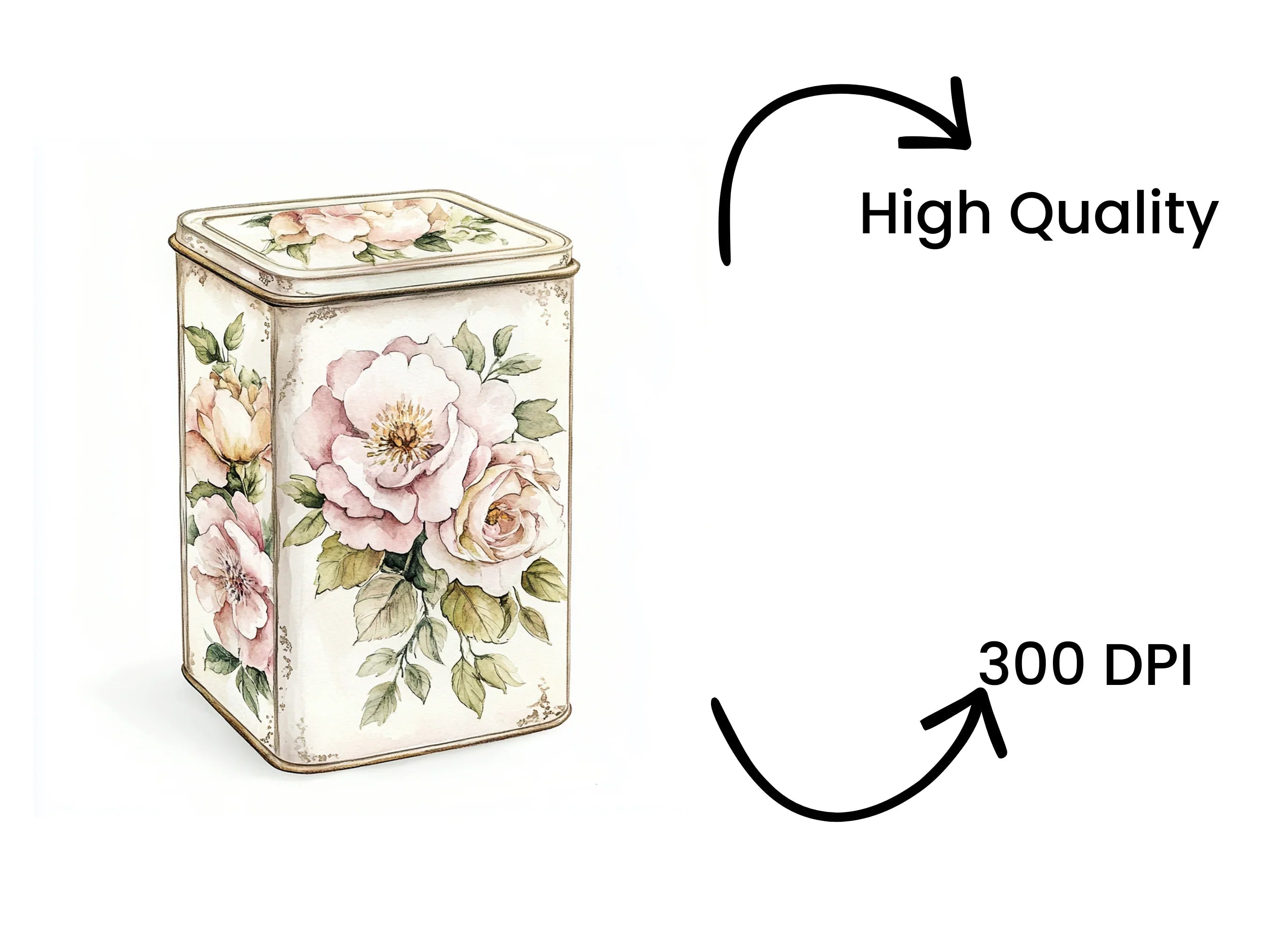Vintage Floral Tin Box Clipart Bundle