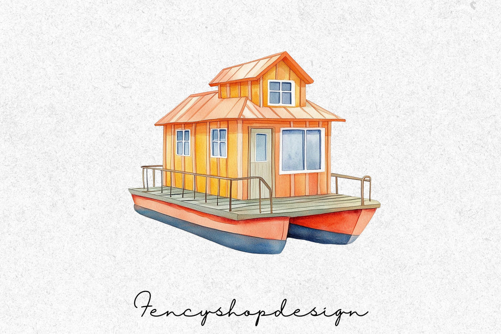 Charming Floating Houses Clipart Bundle