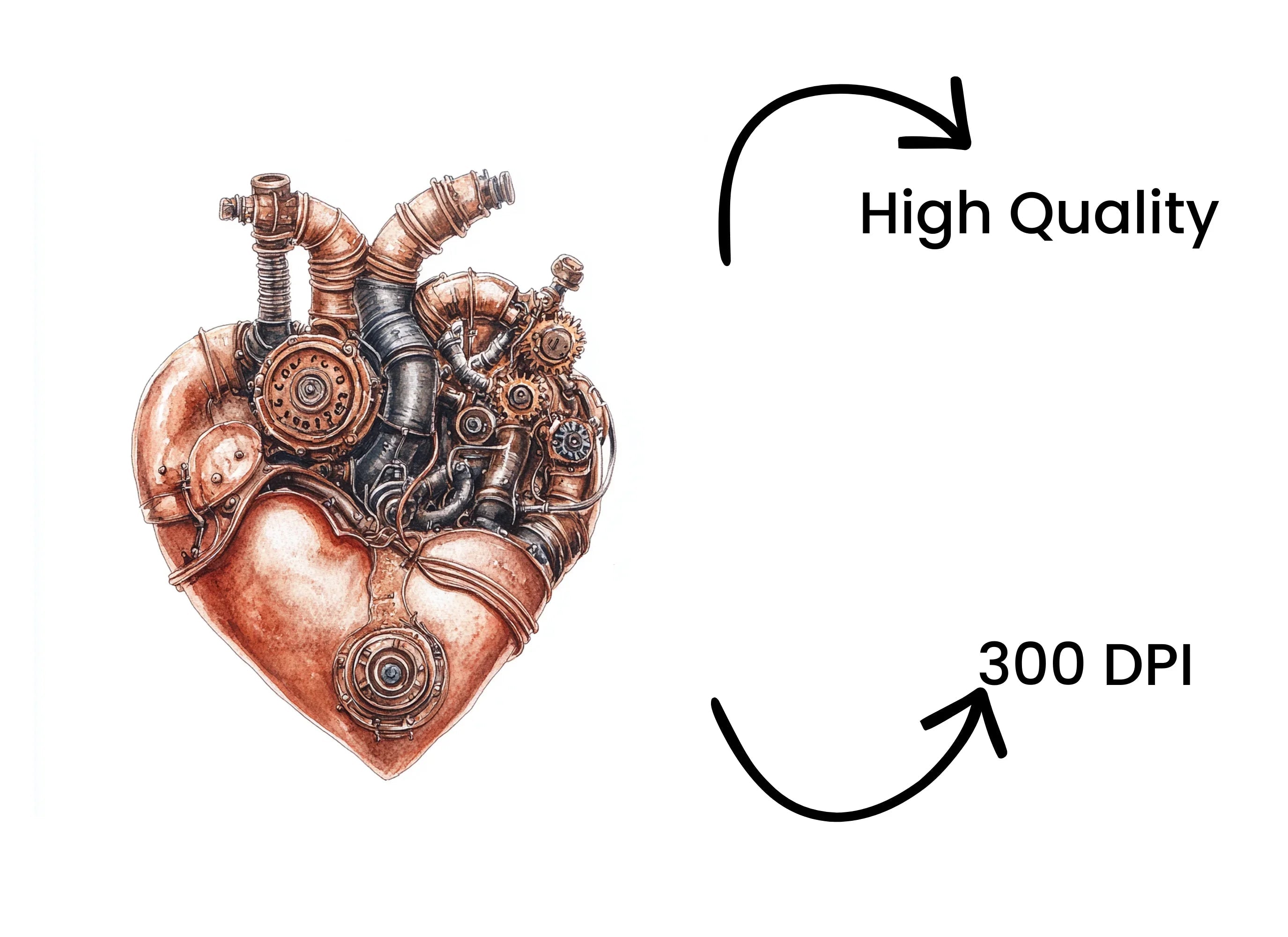 Steampunk Heart Clipart Bundle