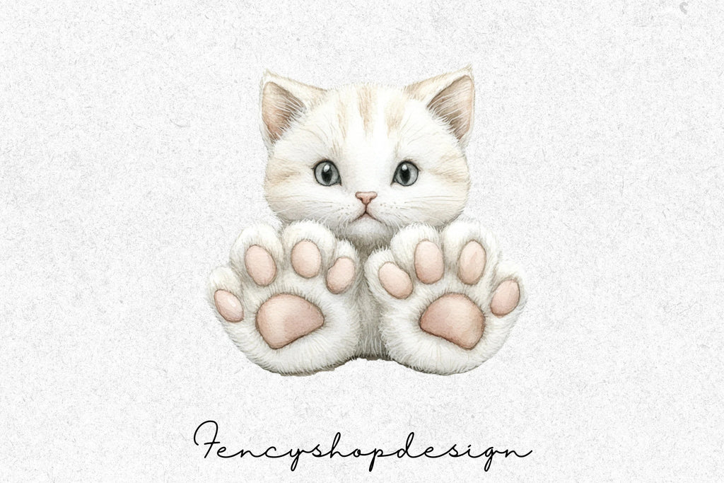Cute Cat Paws Kitten Clipart Bundle