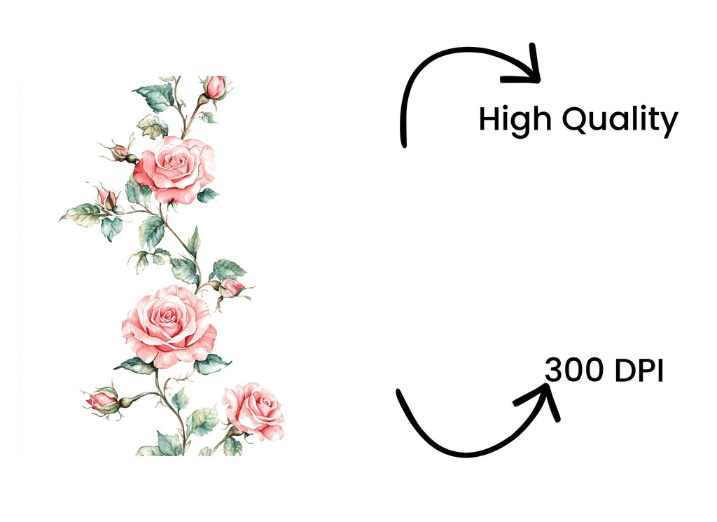 Soft Pink Rose Vines Clipart Bundle
