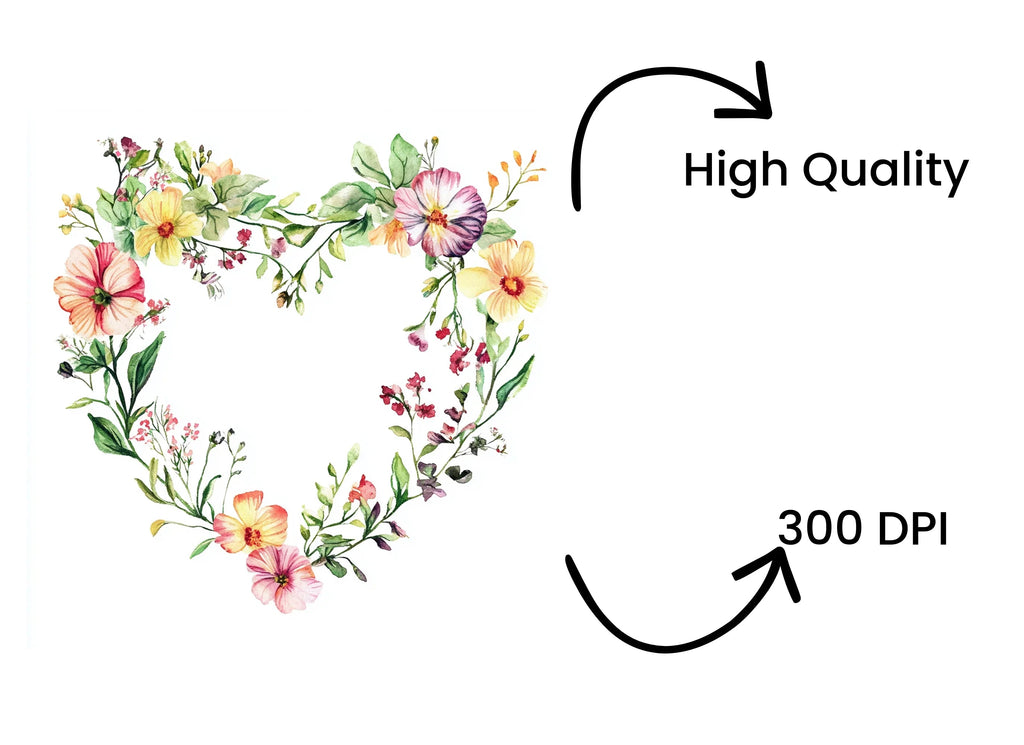 Floral Heart Clipart Bundle