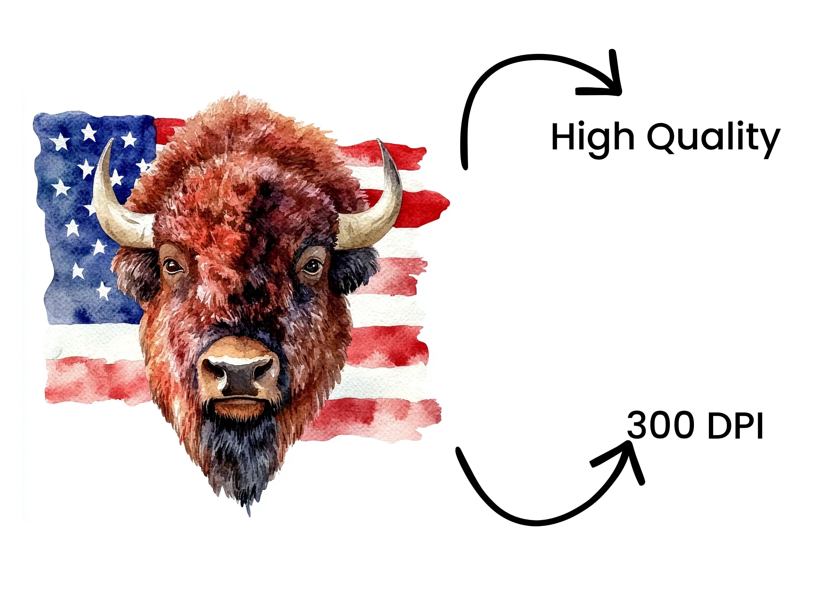 Bison American Flag Clipart Bundle