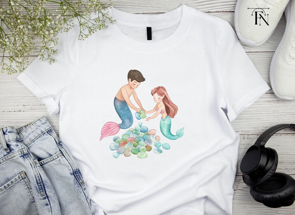 Mermaid and Merman Collecting Gems Clipart Bundle
