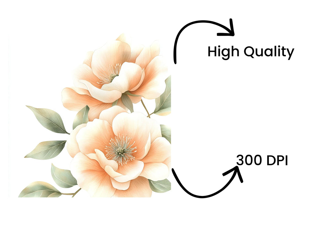 Vibrant Peach Flower Clipart Bundle