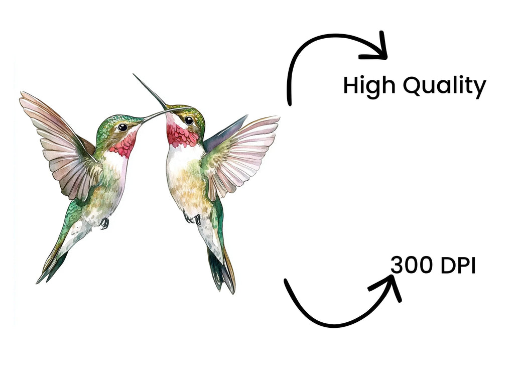 Ruby Throated Hummingbird Clipart Bundle