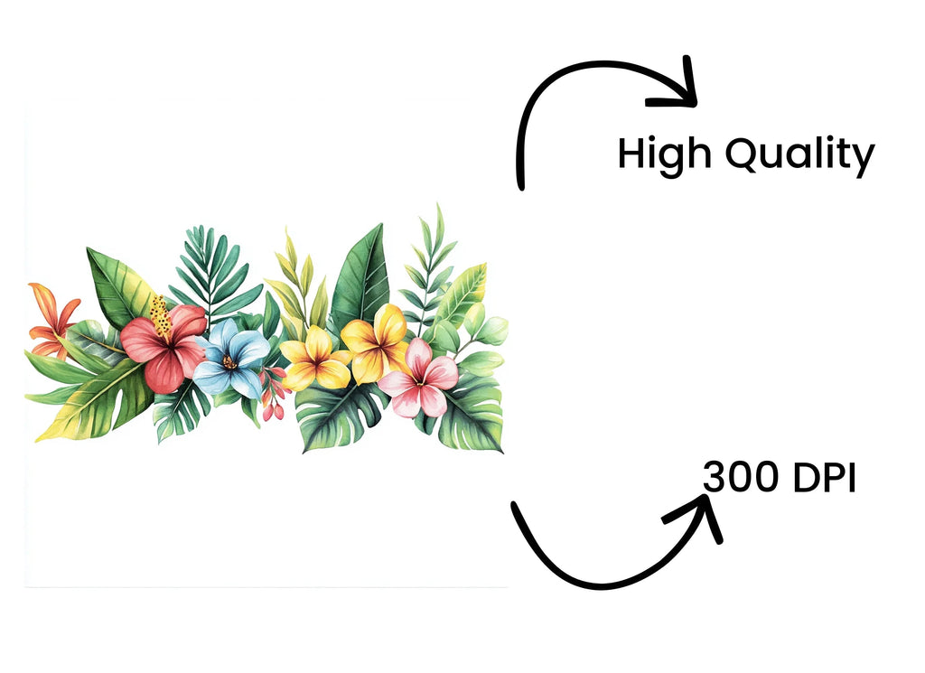 Tropical Flowers and Leaves Clipart Bundle