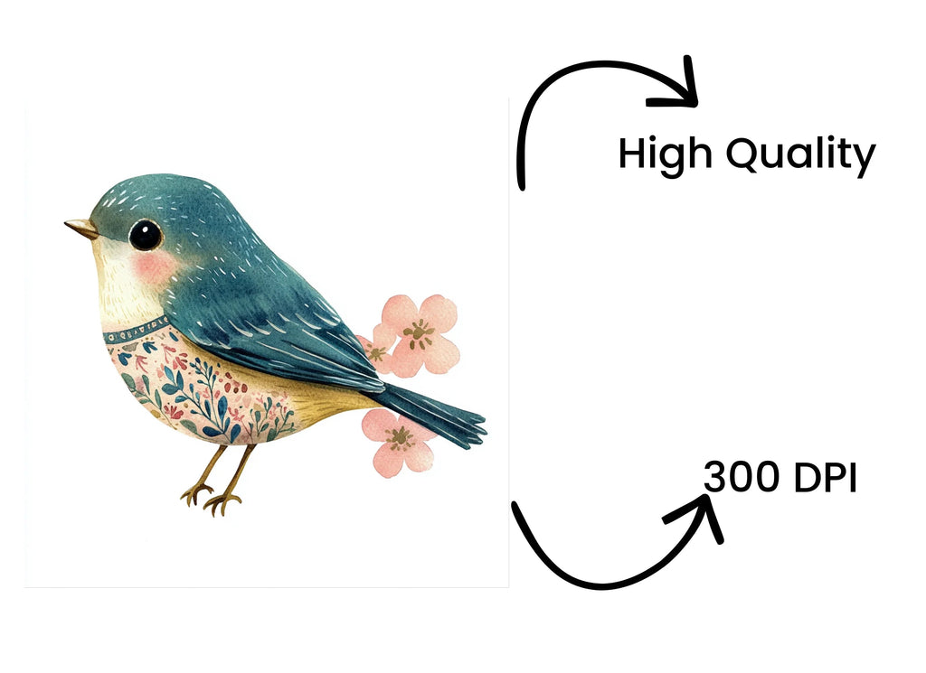 Charming Blue Birds with Floral Accents Clipart Bundle