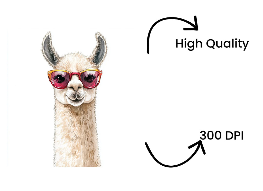 Stylish Llama Duo in Sunglasses Clipart Bundle