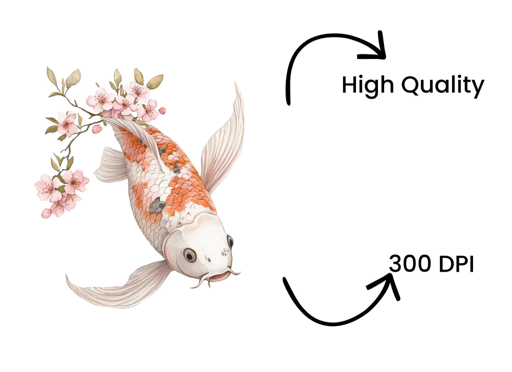Koi Fish Cherry Blossom Clipart Bundle