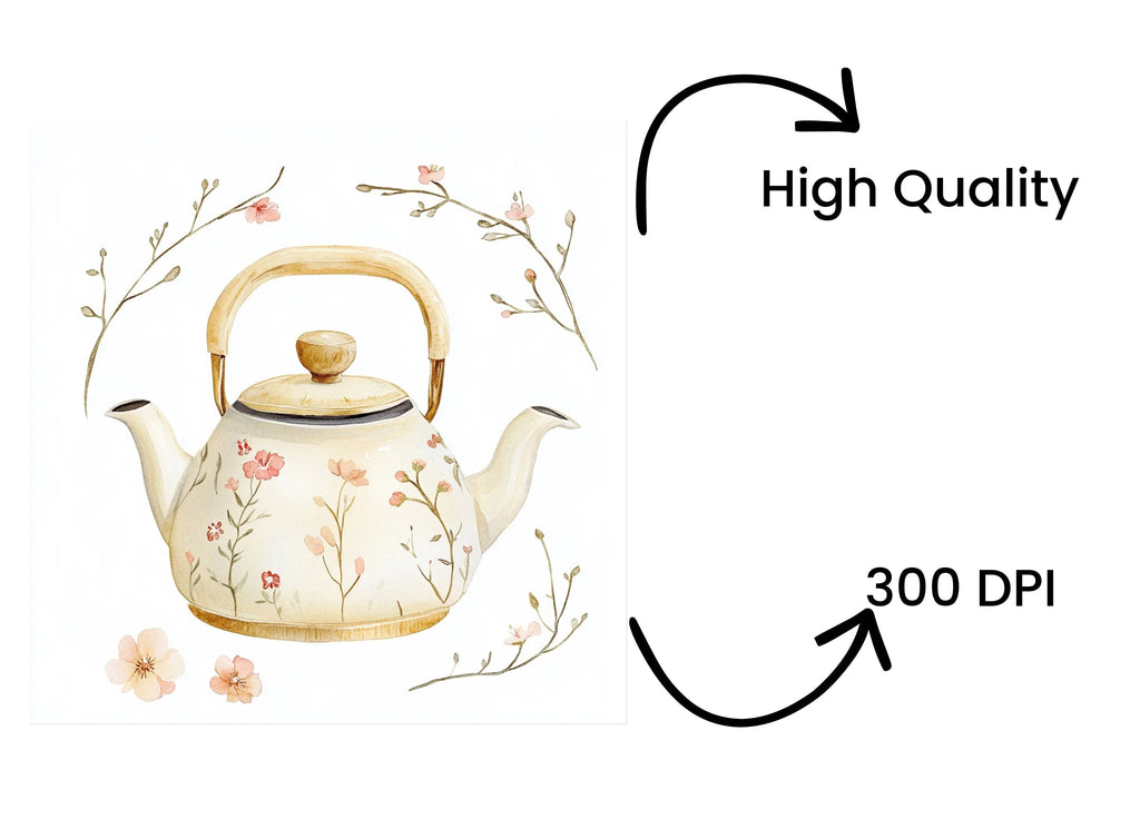 Vintage Floral Teapot Clipart Bundle