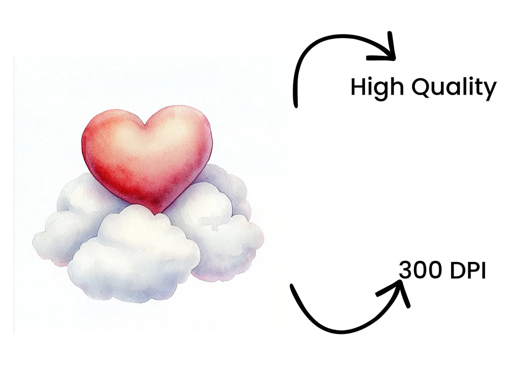Heart on Cloud Clipart Bundle
