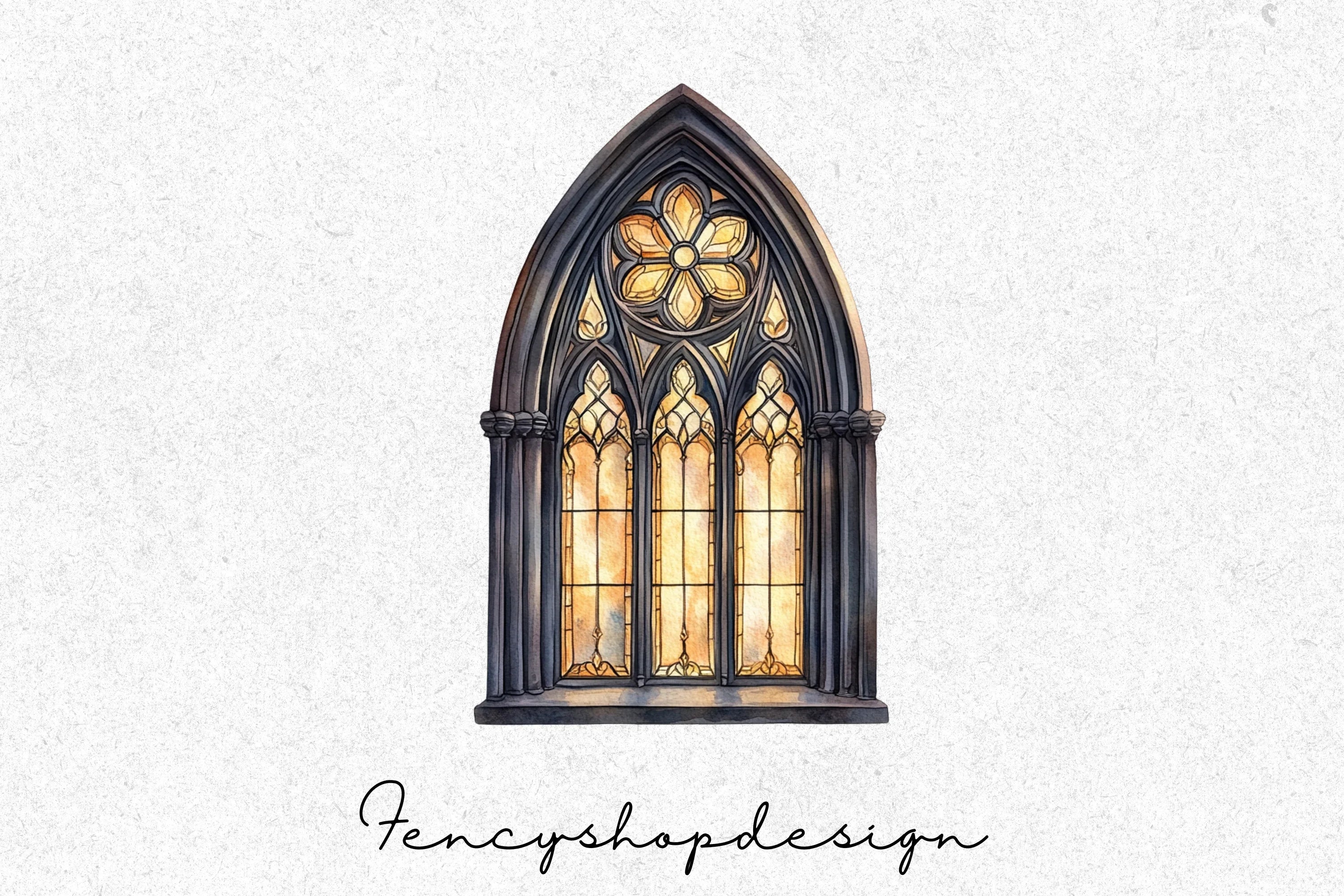 Gothic Stained Glass Window Clipart Bundle