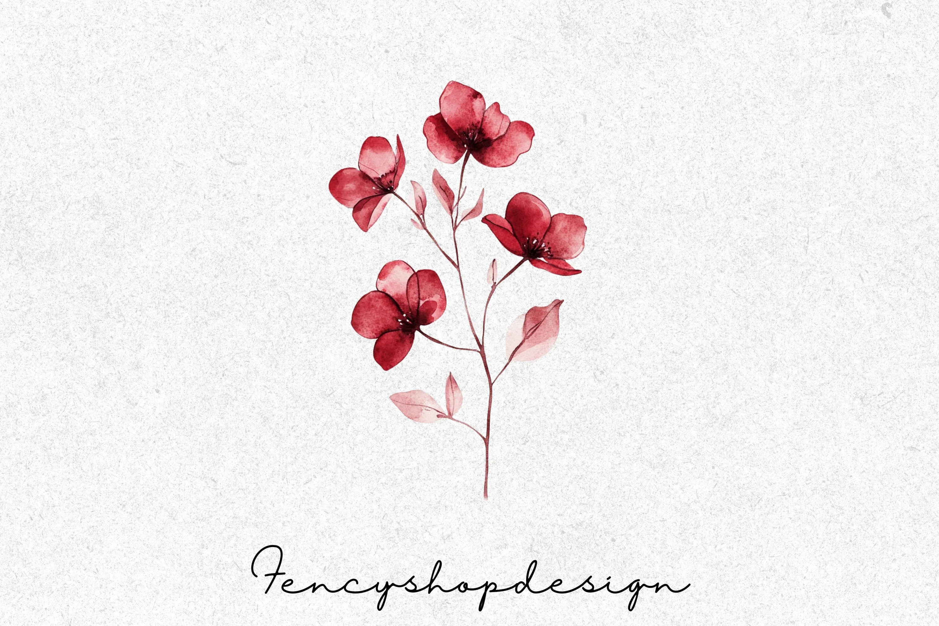 Elegant Red Floral Clipart Bundle