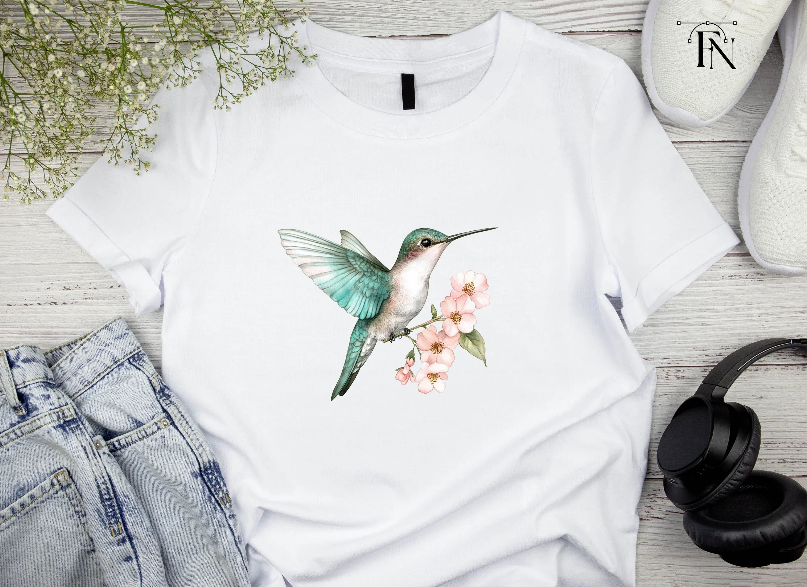 Hummingbird and Cherry Blossom Clipart Bundle