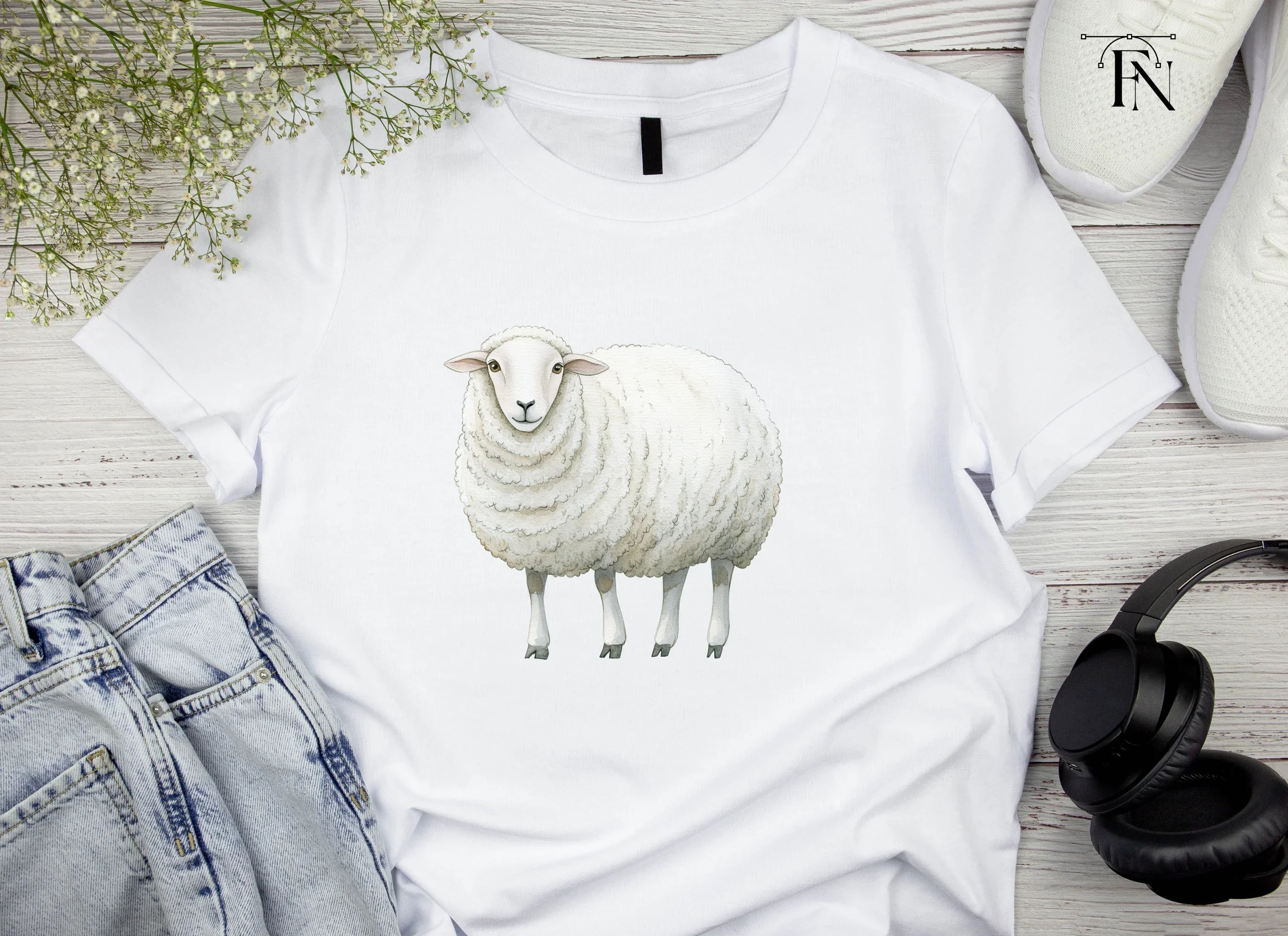 Adorable White Sheep Clipart Bundle