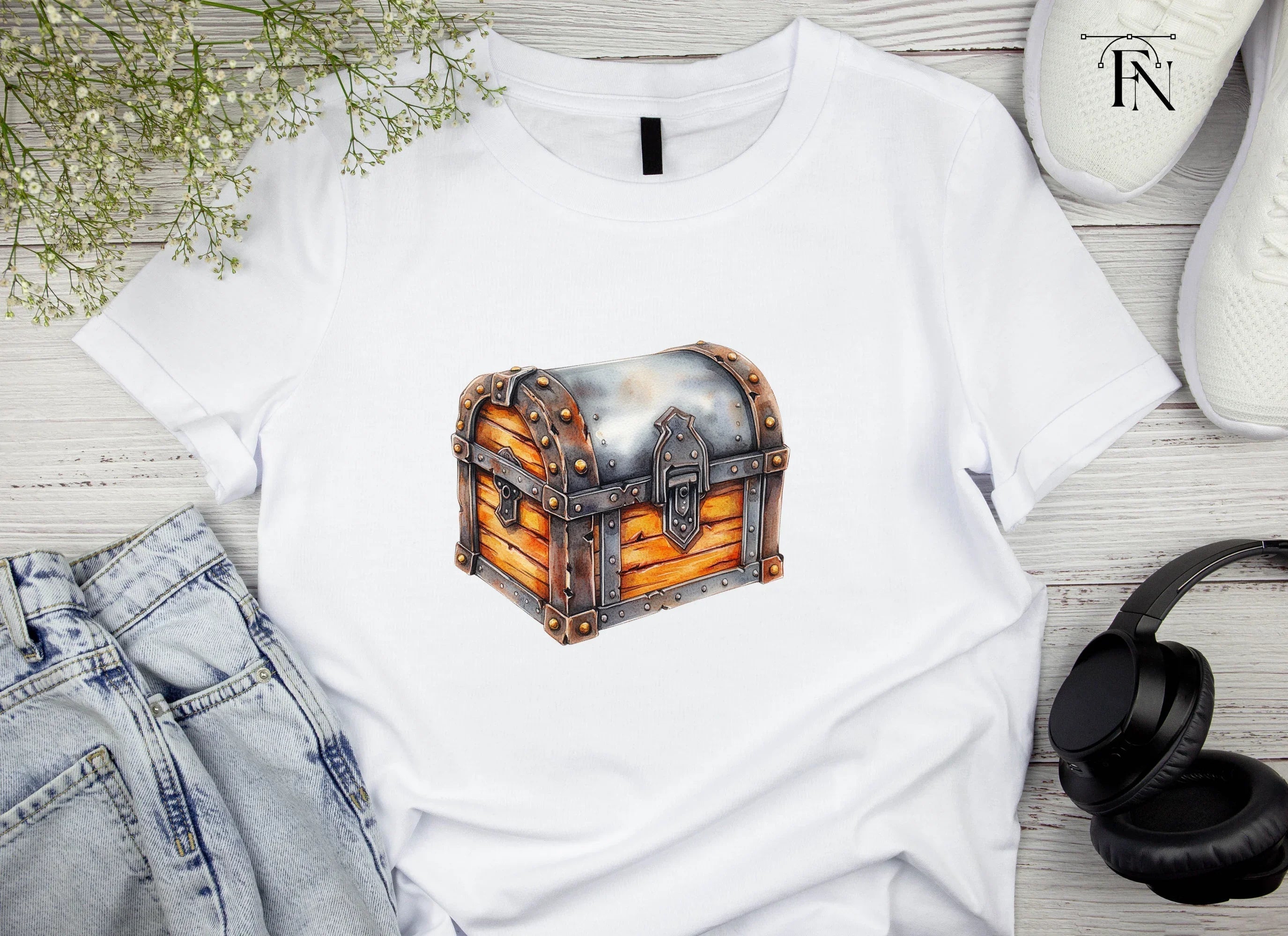 Rustic Wooden Treasure Chest Clipart Bundle
