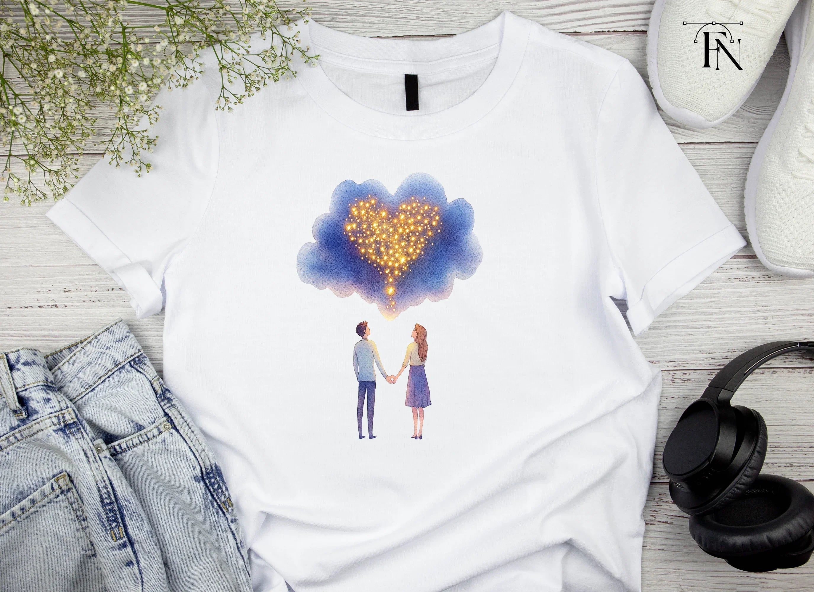 Dreamy Love Heart Couple Clipart Bundle