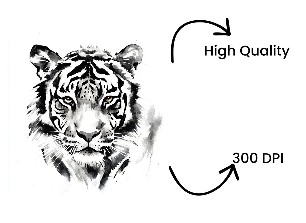 Majestic Tiger Head Black and White Clipart Bundle