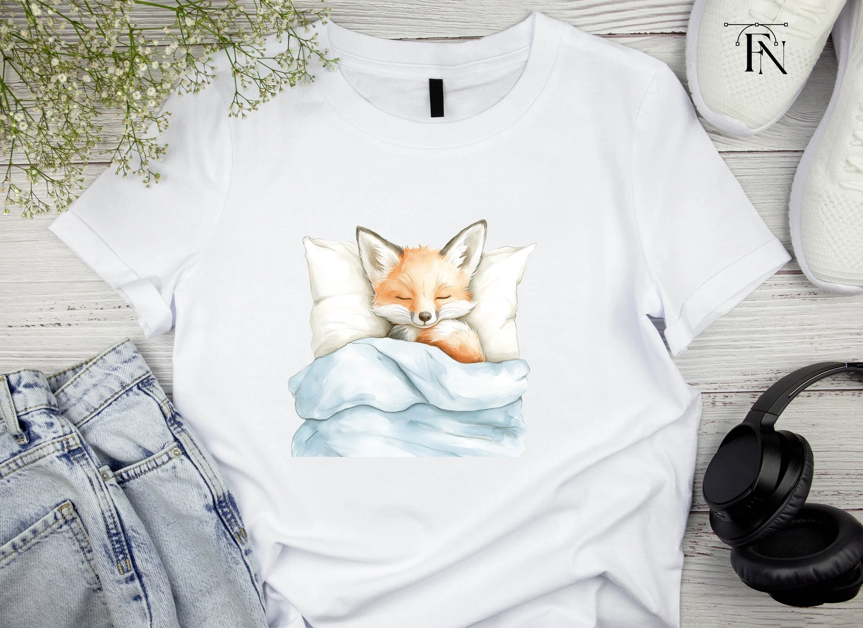 Sleeping Fox Baby Animals Clipart Bundle