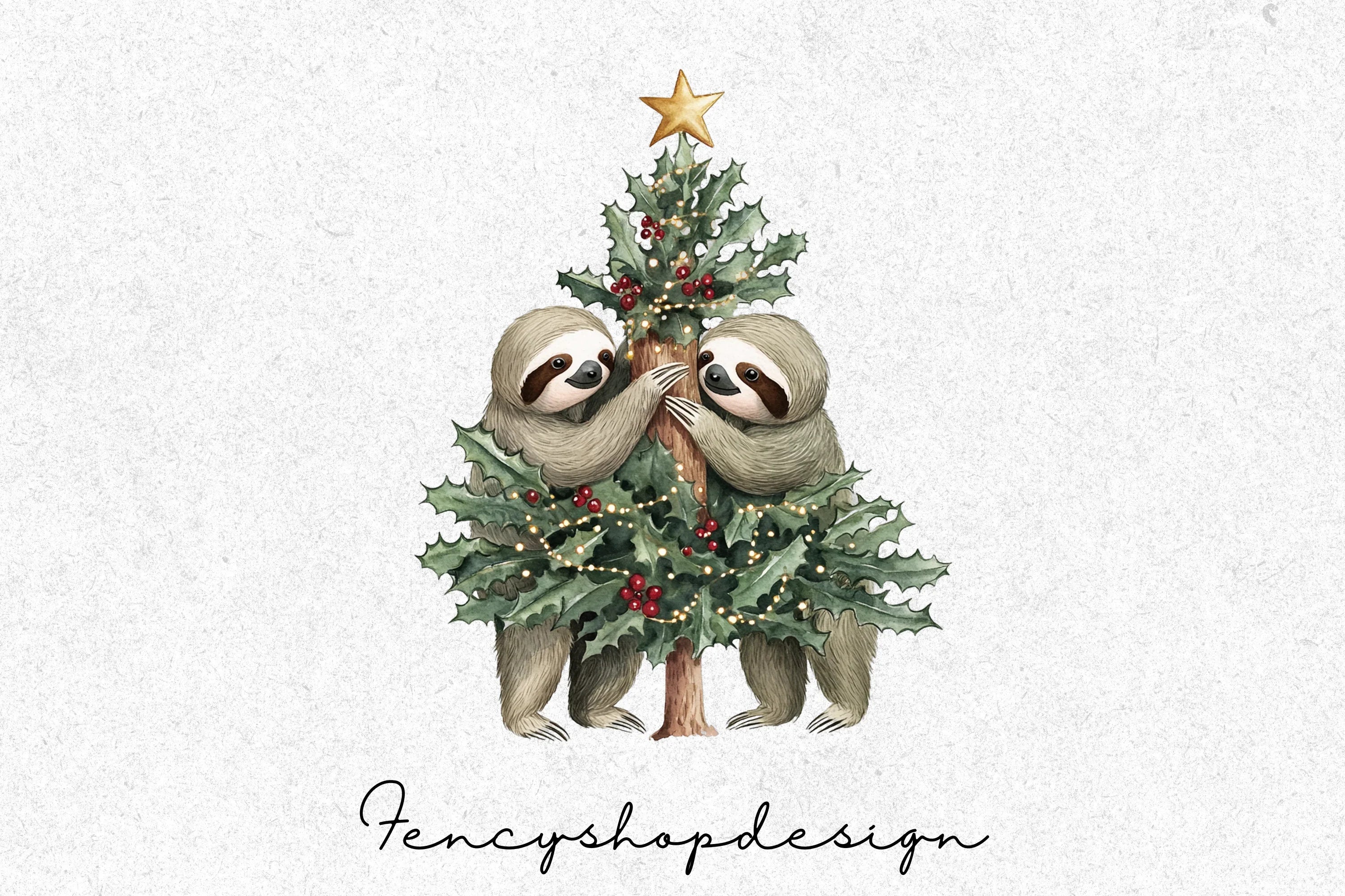 Christmas Sloth Family Clipart Bundle