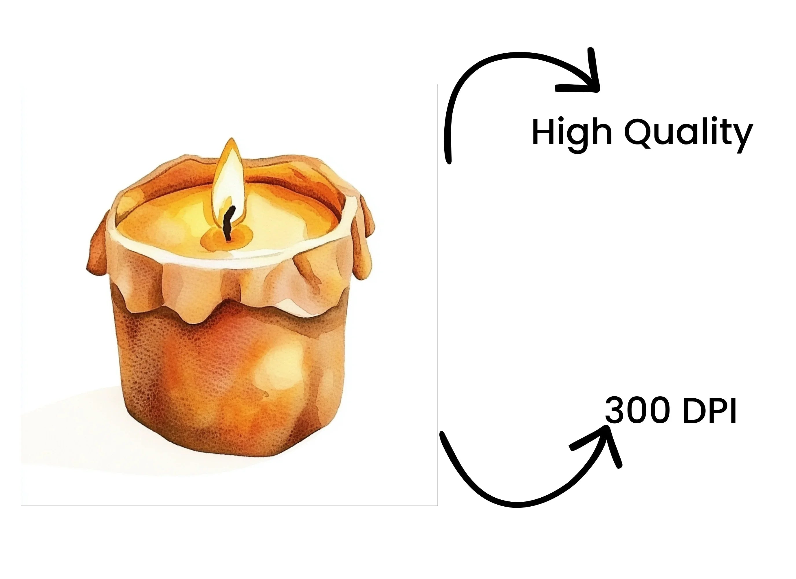 Melted Wax Candle Cinnamon Clipart Bundle