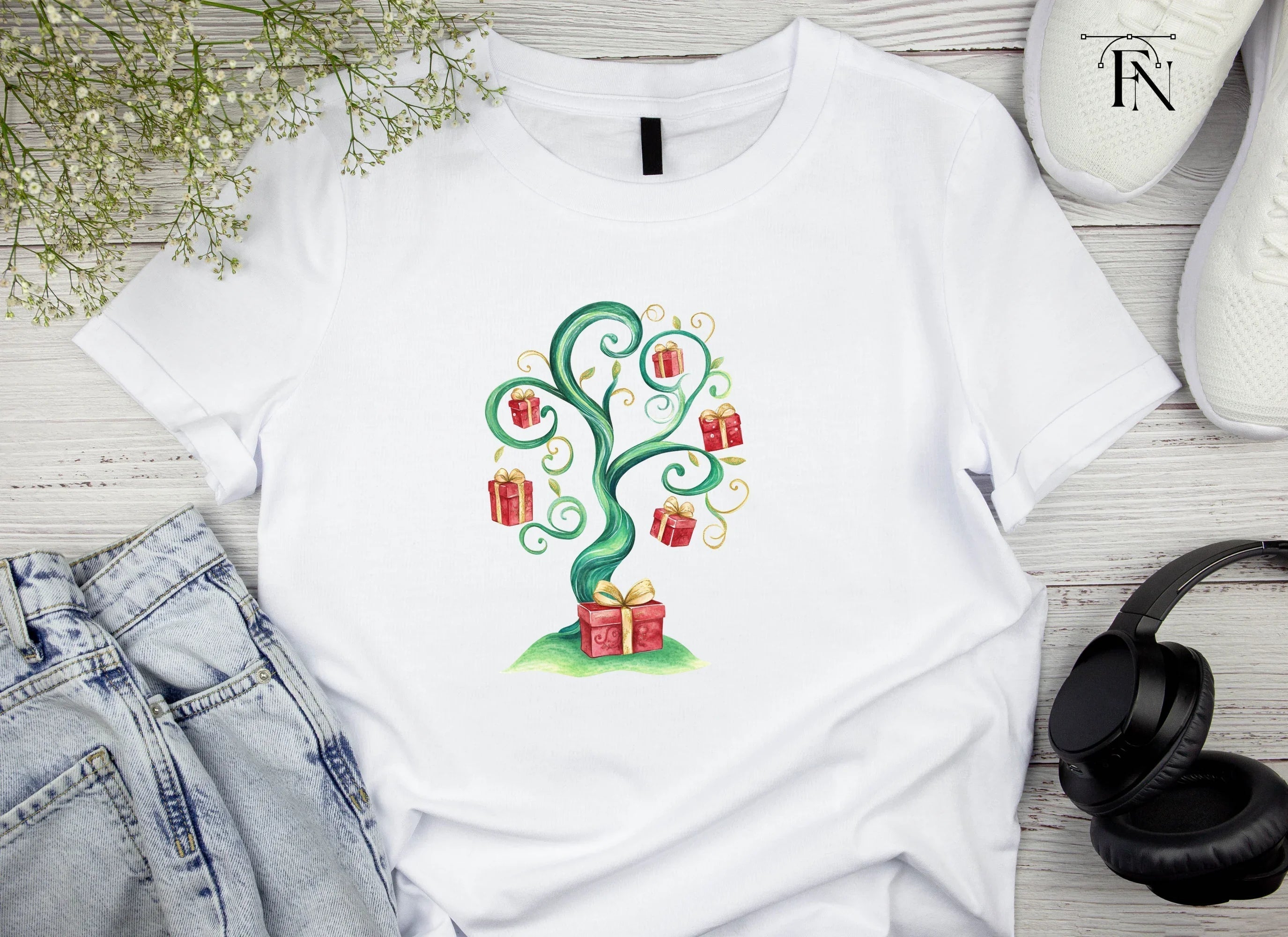Whimsical Gift Trees Clipart Bundle