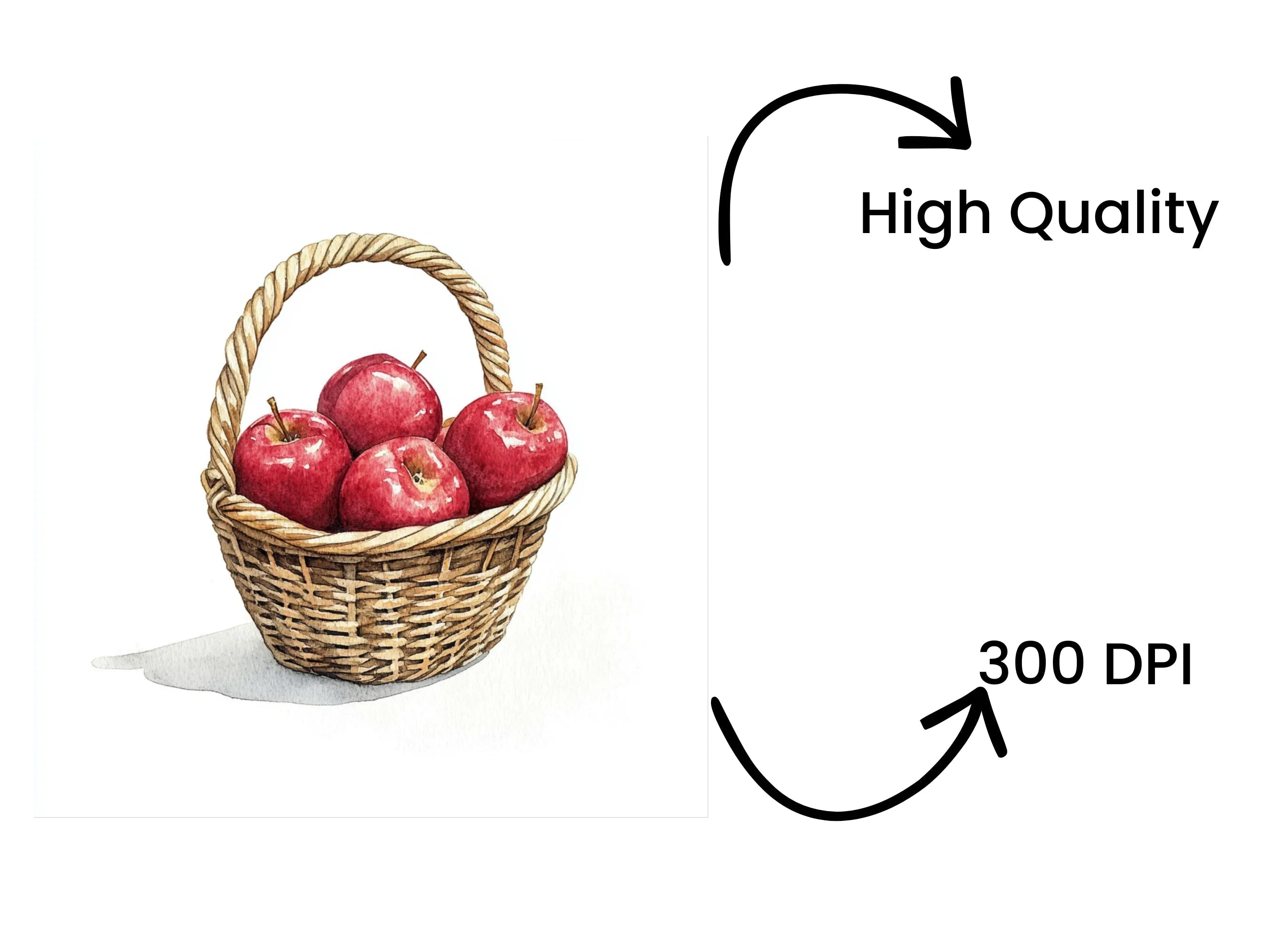 Red Apples in Baskets Clipart Bundle