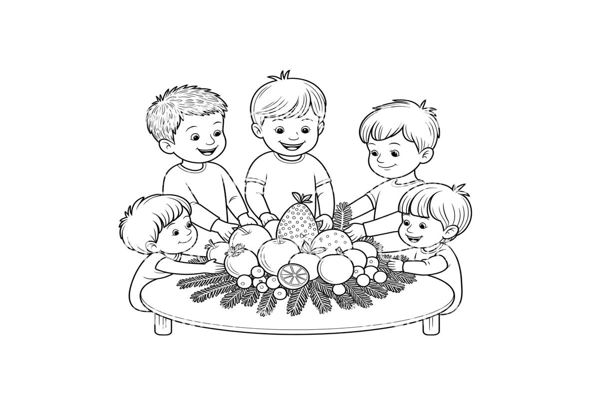 Kids Making Gingerbread House Coloring Books