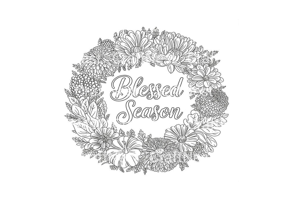 Harvest Blessed Season Wreaths Coloring Books