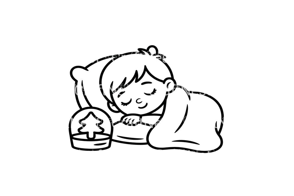 Christmas Elf and Sleeping Child Coloring Books