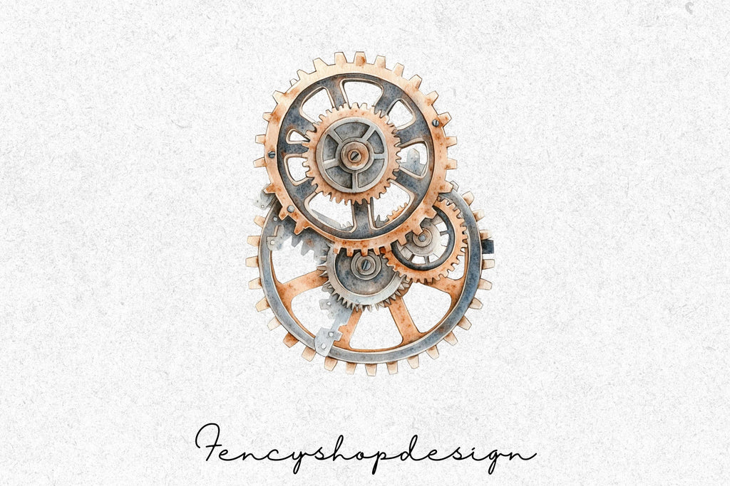 Vintage Steampunk Gears Clipart Bundle