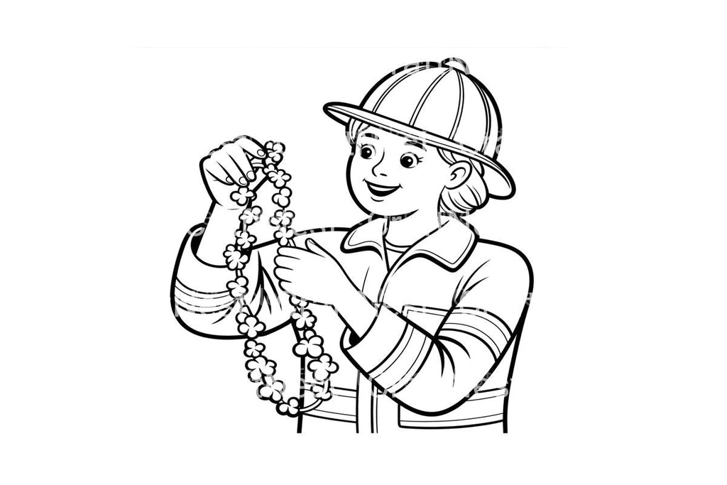 Firefighter Decorating Christmas Tree Coloring Books