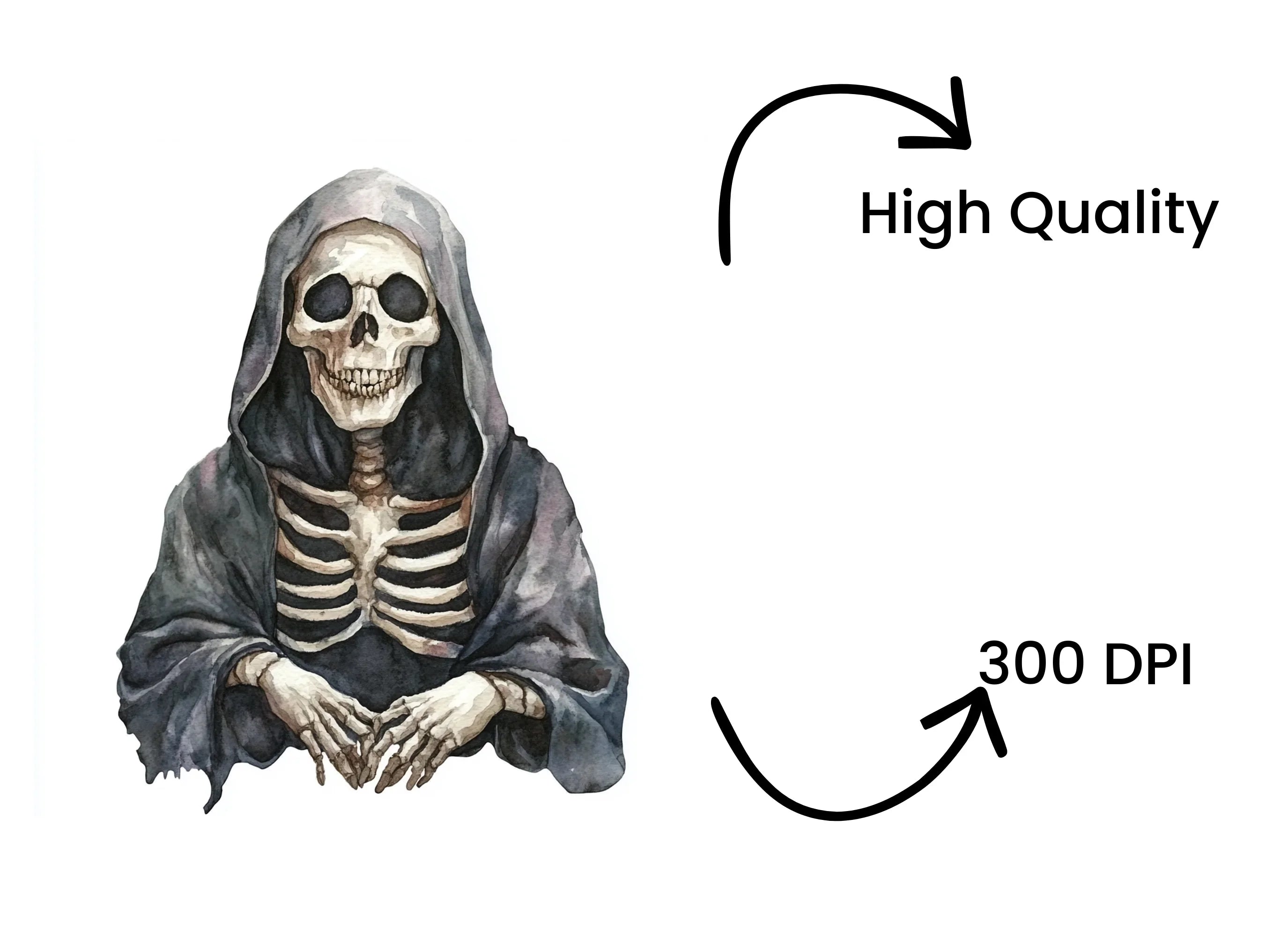Spooky Grim Reaper Skeletons Clipart Bundle