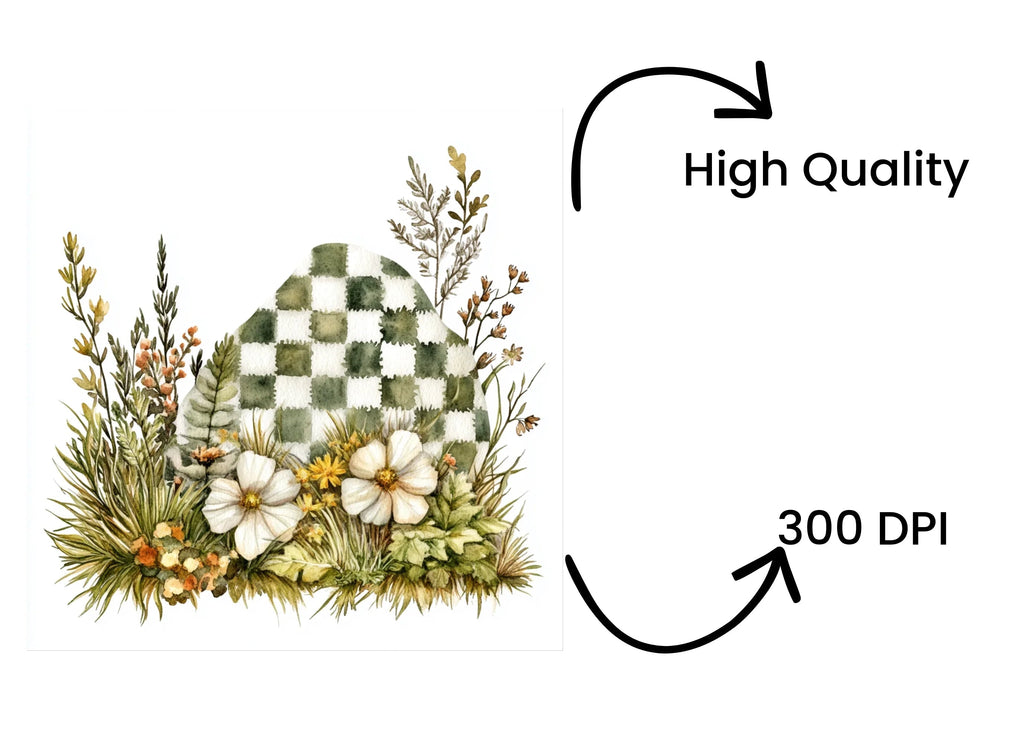 Gingham Floral Clipart Bundle