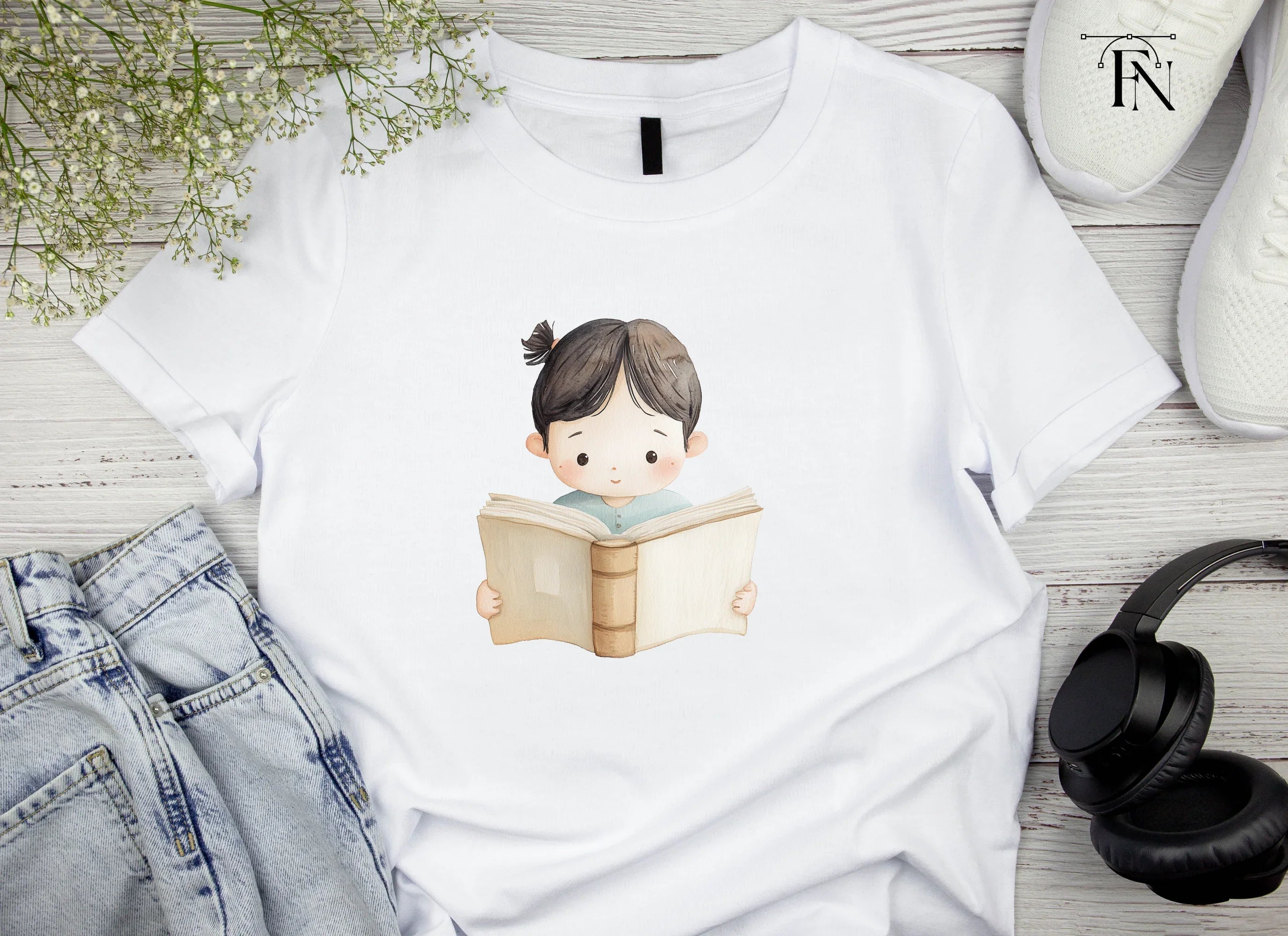Cute Girl Reading Book Clipart Bundle