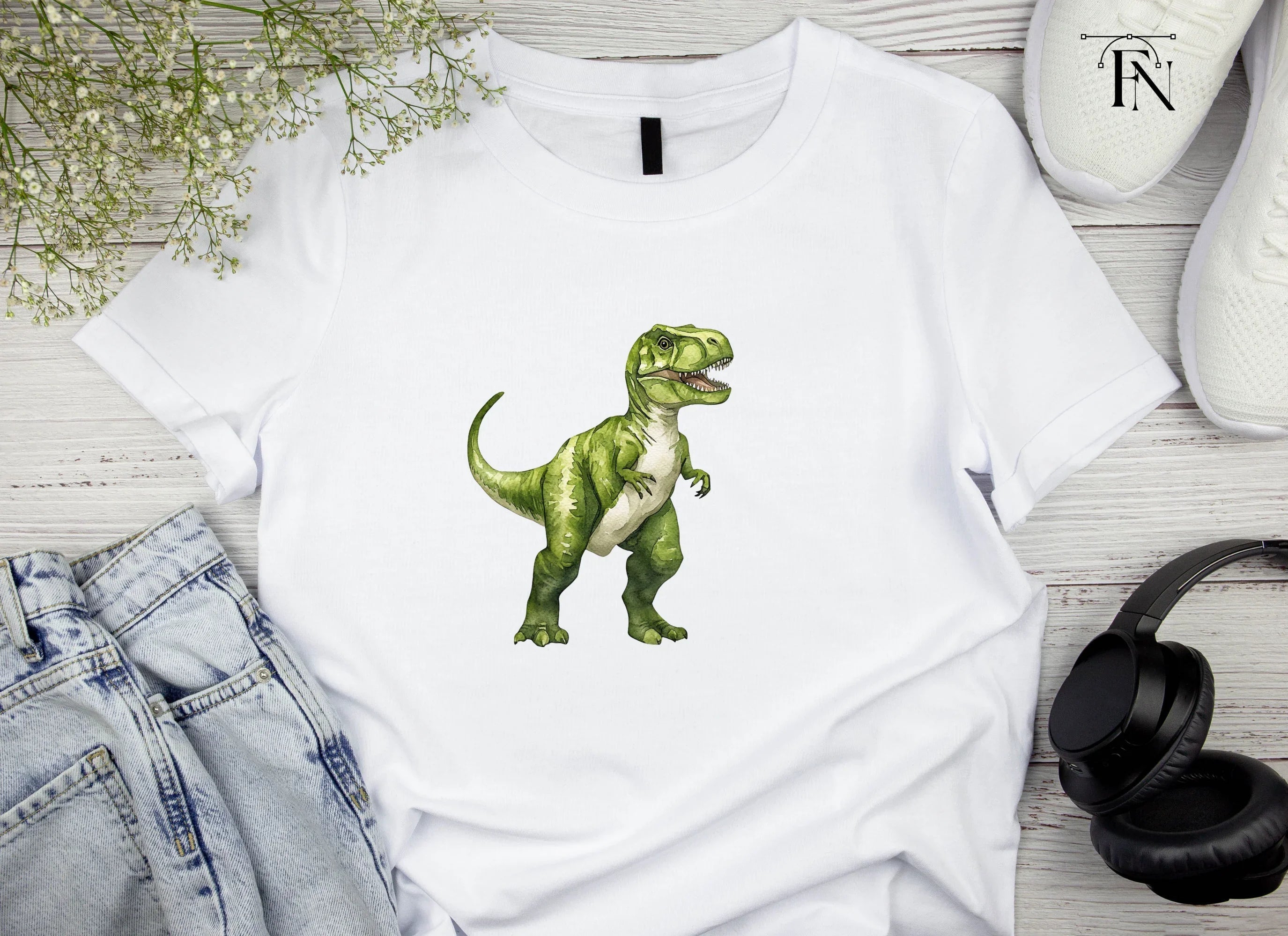 Green Rex Dinosaur Clipart Bundle
