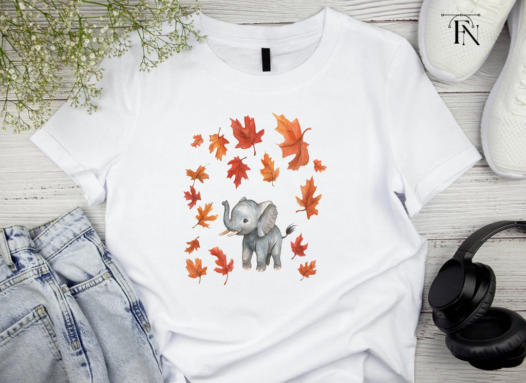 Baby Elephant Autumn Leaves Clipart Bundle