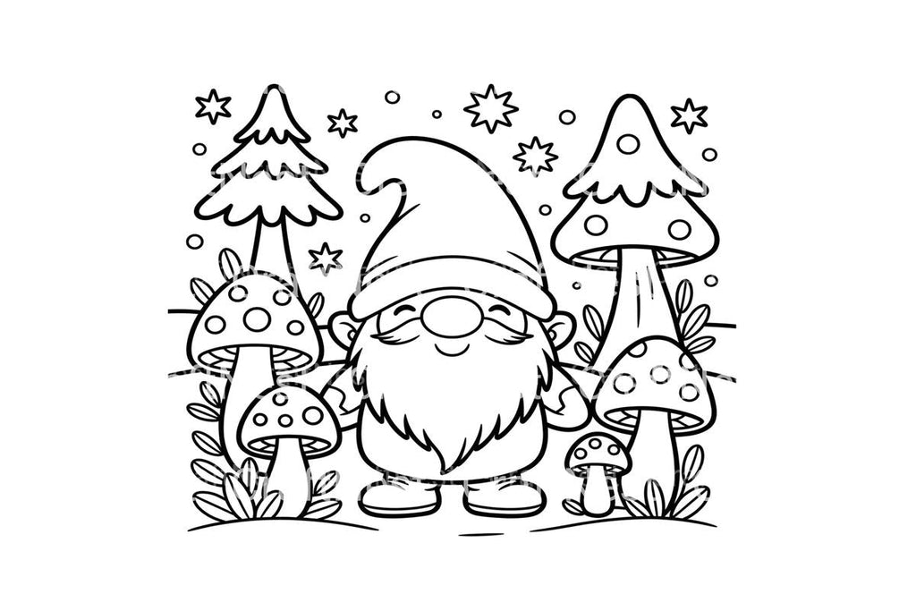 Cute Gnome Mushroom Forest Coloring Books