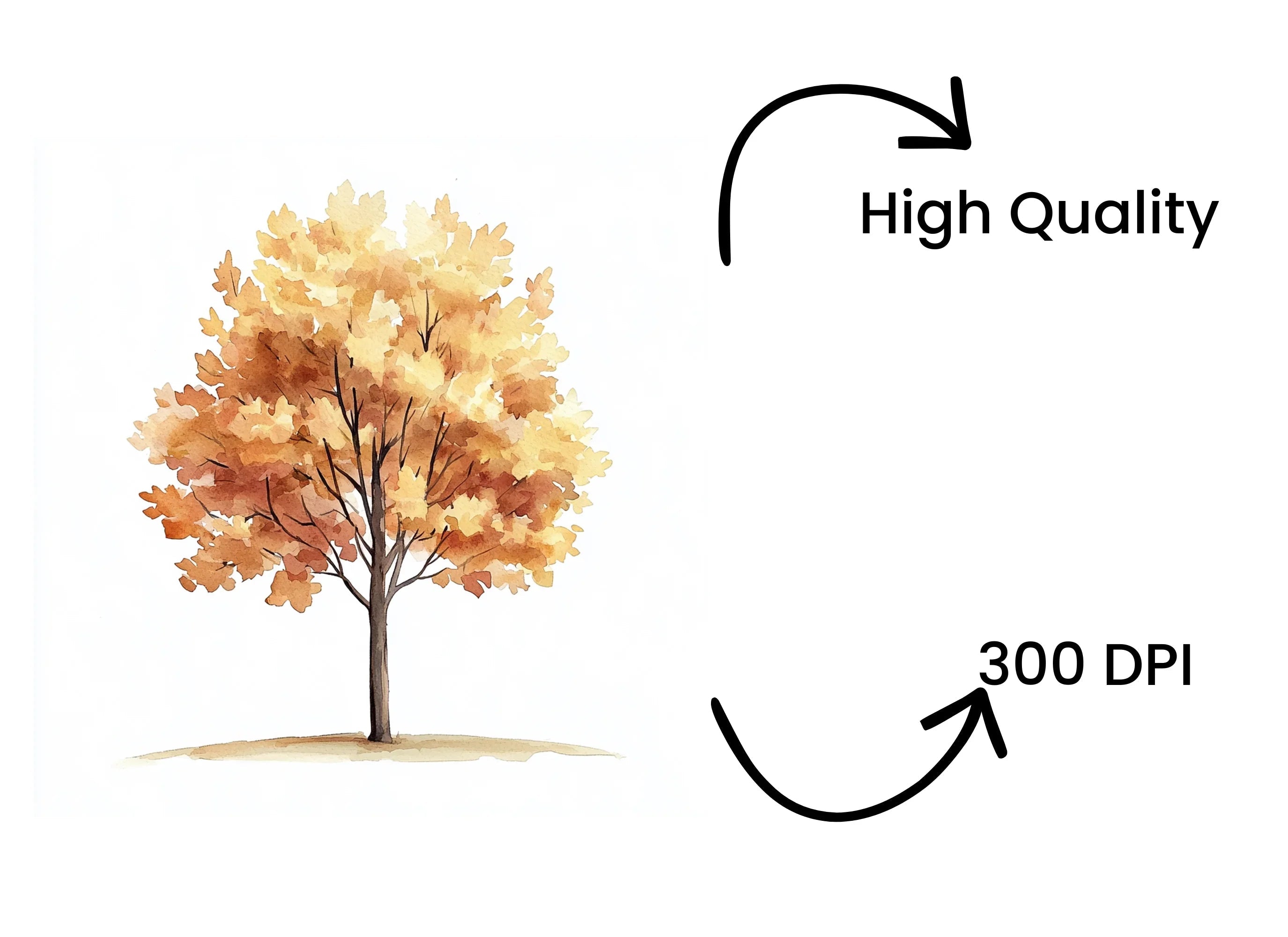Golden Fall Trees Clipart Bundle
