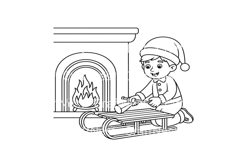 Christmas Sleigh Repair Coloring Books