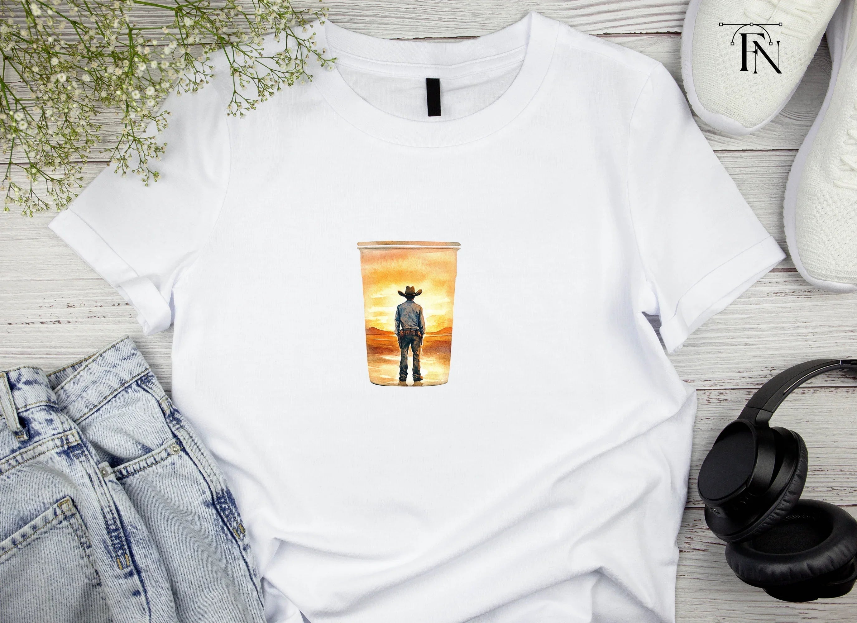 Lone Cowboy Sunset Tumbler Clipart Bundle