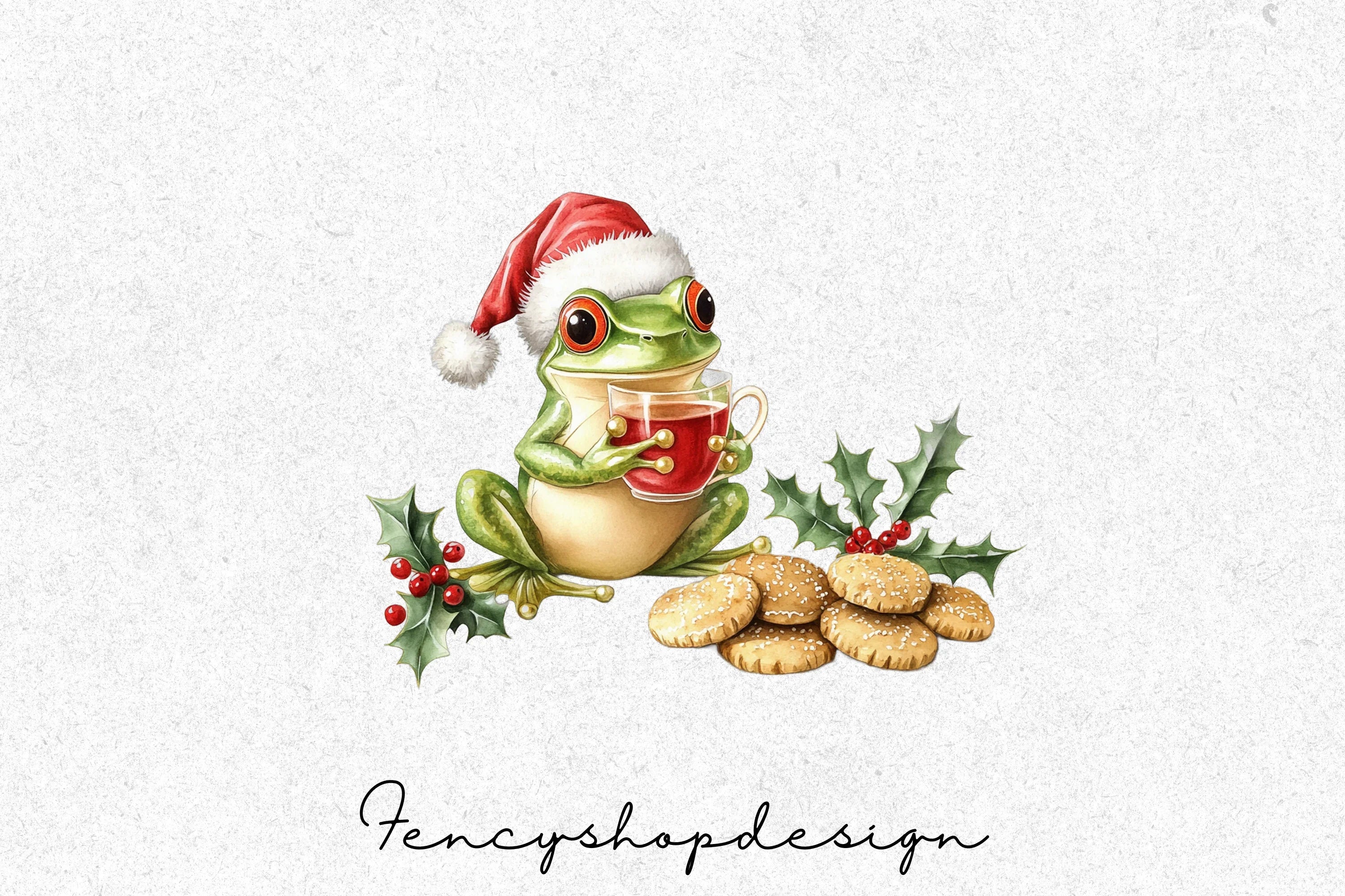 Festive Frogs Christmas Clipart Bundle