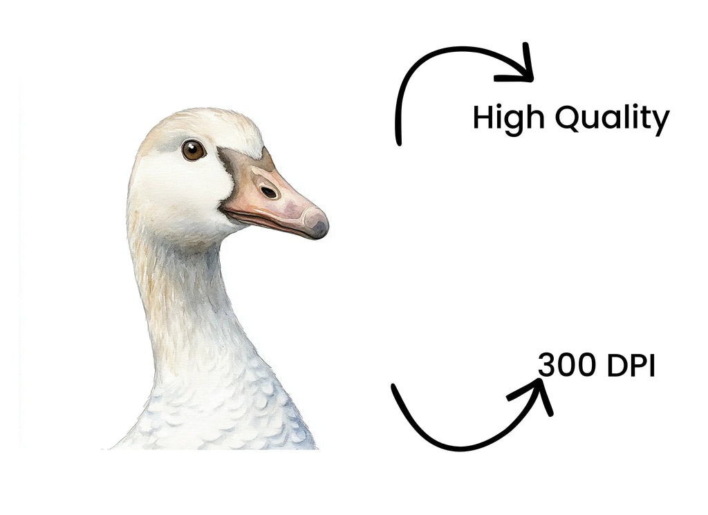White Goose Head Clipart Bundle
