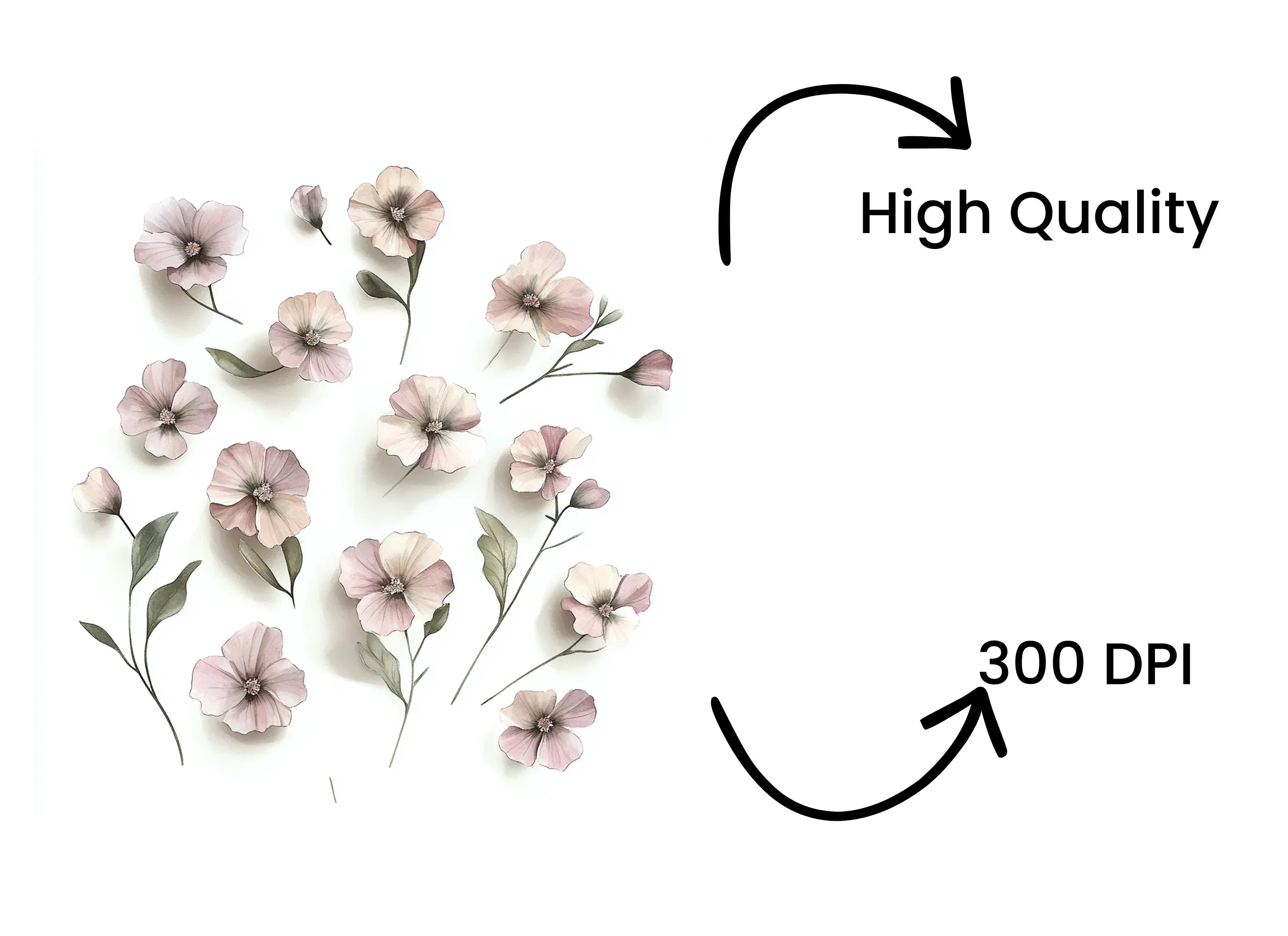 Blush Pink Floral Clipart Bundle
