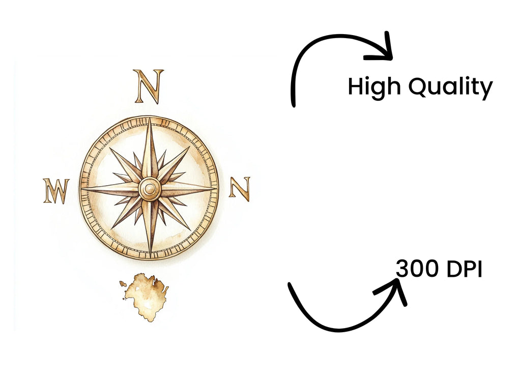 Vintage Compass Rose Clipart Bundle